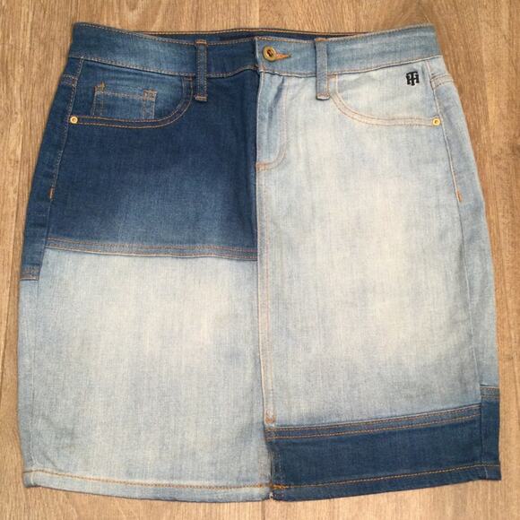 Tommy Hilfiger Color Block Denim Skirt 6 - Picture 1 of 7